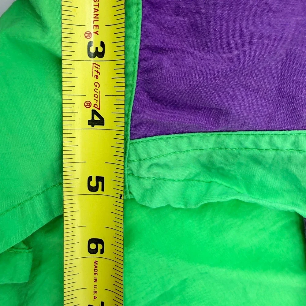 Hobie Swim Trunks Vintage L Green Purple Nylon Colorblock Mesh Lined Mens